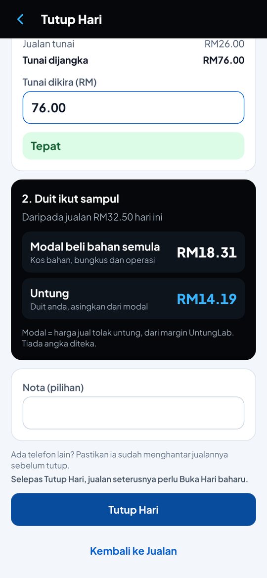 JualanLab: Tutup Hari