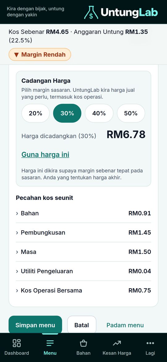 UntungLab: cadangan harga